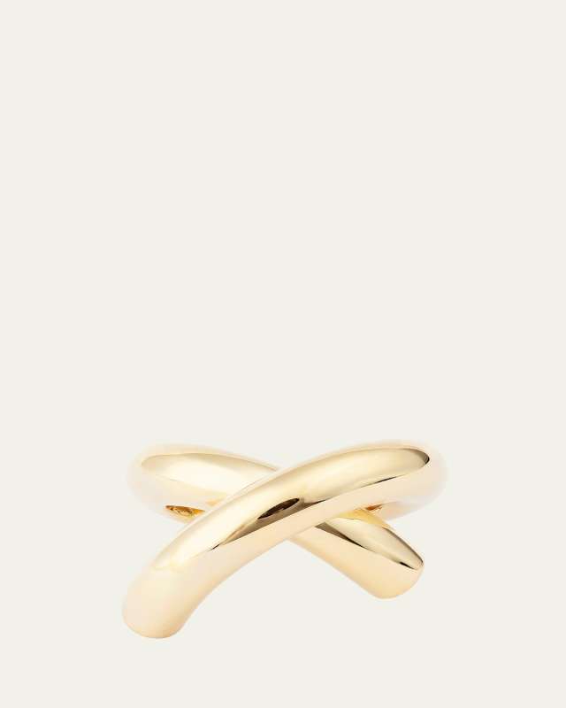 18K Yellow Gold Cross Loop Ring, Big (Size